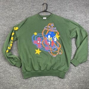 Stray Rats Sonic Hedgehog Sweatshirt Mens XL Green Crewneck Heavyweight USA